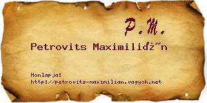 Petrovits Maximilián névjegykártya